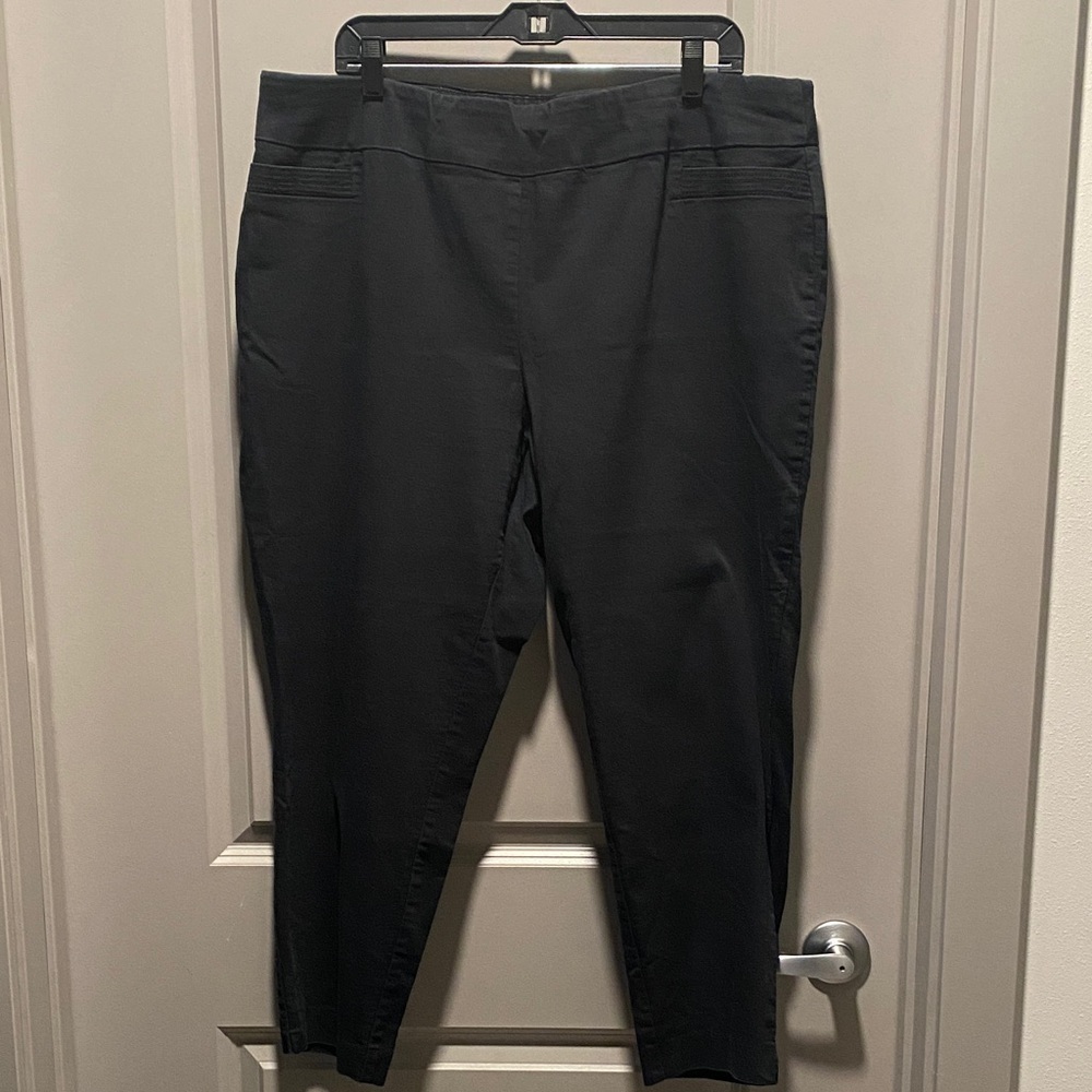 Black Pull On Ankle Pants Womens 18 Stretch Work Office Career Pants